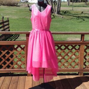 Bery Love Hot Pink Sleeveless Sequin and Tulle Dress Size Large New